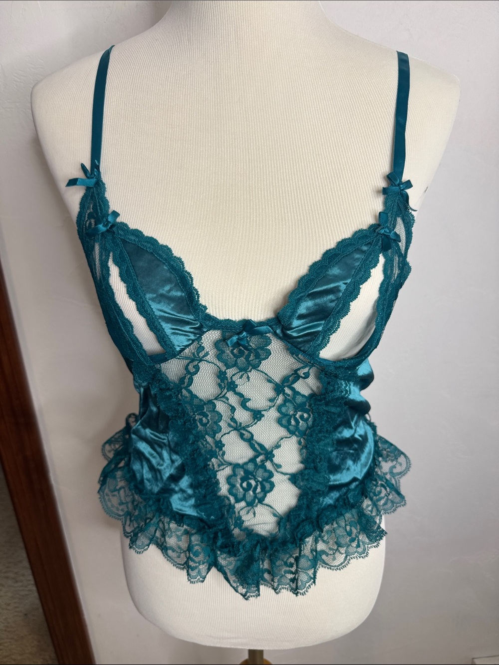Frederick's of Hollywood Teal Lace Satin Chemise